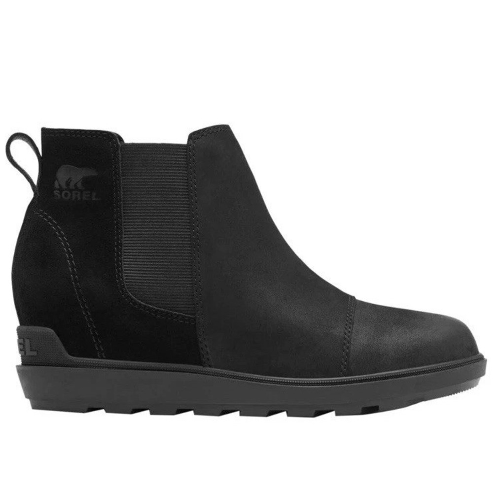 SOREL Women's EVIE Pull-On Leather Boot  BLACK Size 7.5-waterproof materials New